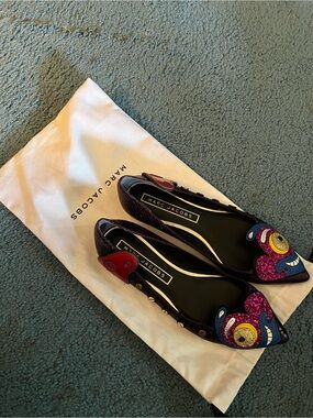 Marc Jacobs Purple Multicolor Embellished Pointed Flats